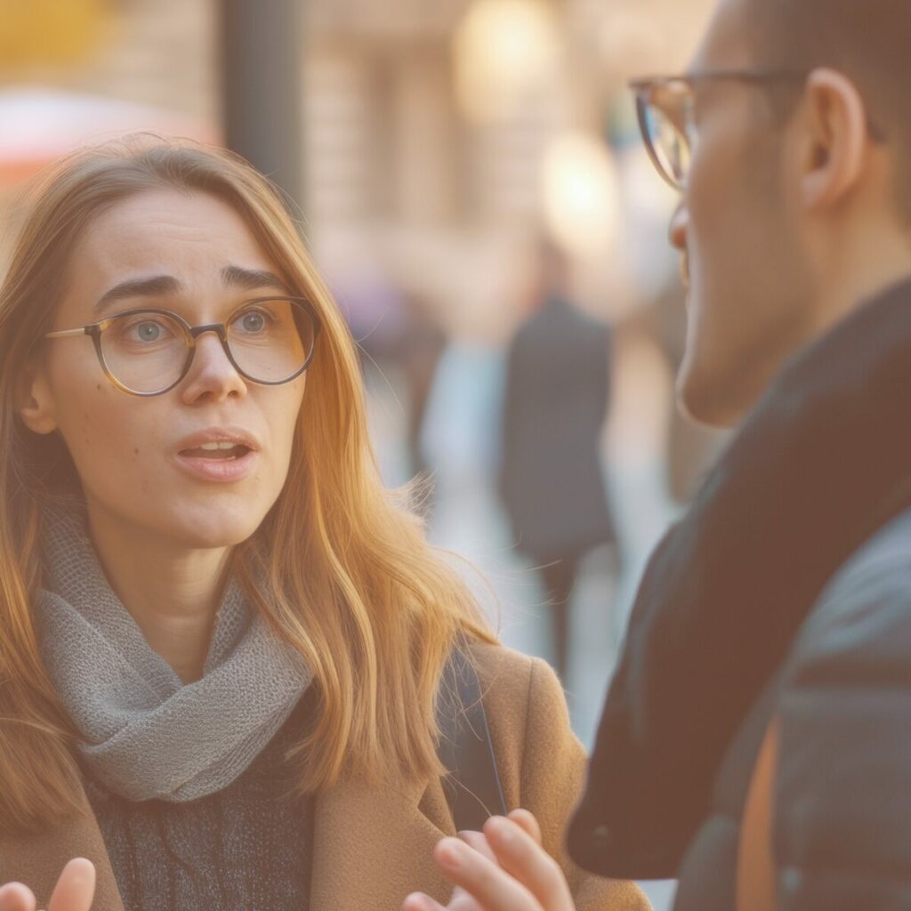 Come gestire la rabbia verso una persona: confronto assertivo tra due ragazzi con gli occhiali.